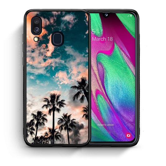 Θήκη Samsung A40 Sky Summer από τη Smartfits με σχέδιο στο πίσω μέρος και μαύρο περίβλημα | Samsung A40 Sky Summer case with colorful back and black bezels