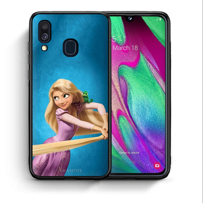 Θήκη Αγίου Βαλεντίνου Samsung A40 Tangled 2 από τη Smartfits με σχέδιο στο πίσω μέρος και μαύρο περίβλημα | Samsung A40 Tangled 2 case with colorful back and black bezels