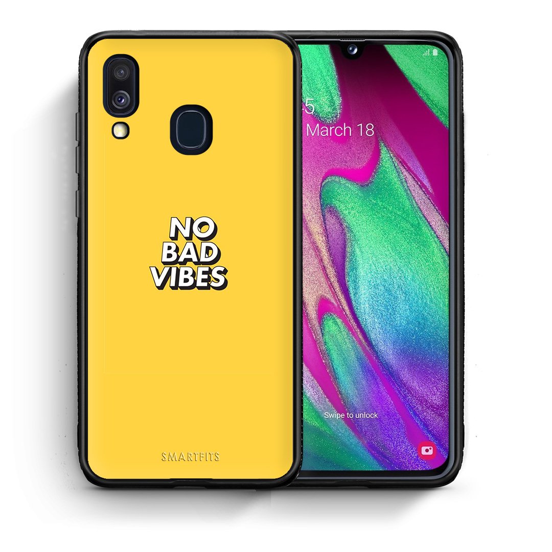 Θήκη Samsung A40 Vibes Text από τη Smartfits με σχέδιο στο πίσω μέρος και μαύρο περίβλημα | Samsung A40 Vibes Text case with colorful back and black bezels
