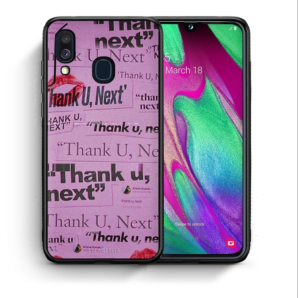 Θήκη Αγίου Βαλεντίνου Samsung A40 Thank You Next από τη Smartfits με σχέδιο στο πίσω μέρος και μαύρο περίβλημα | Samsung A40 Thank You Next case with colorful back and black bezels