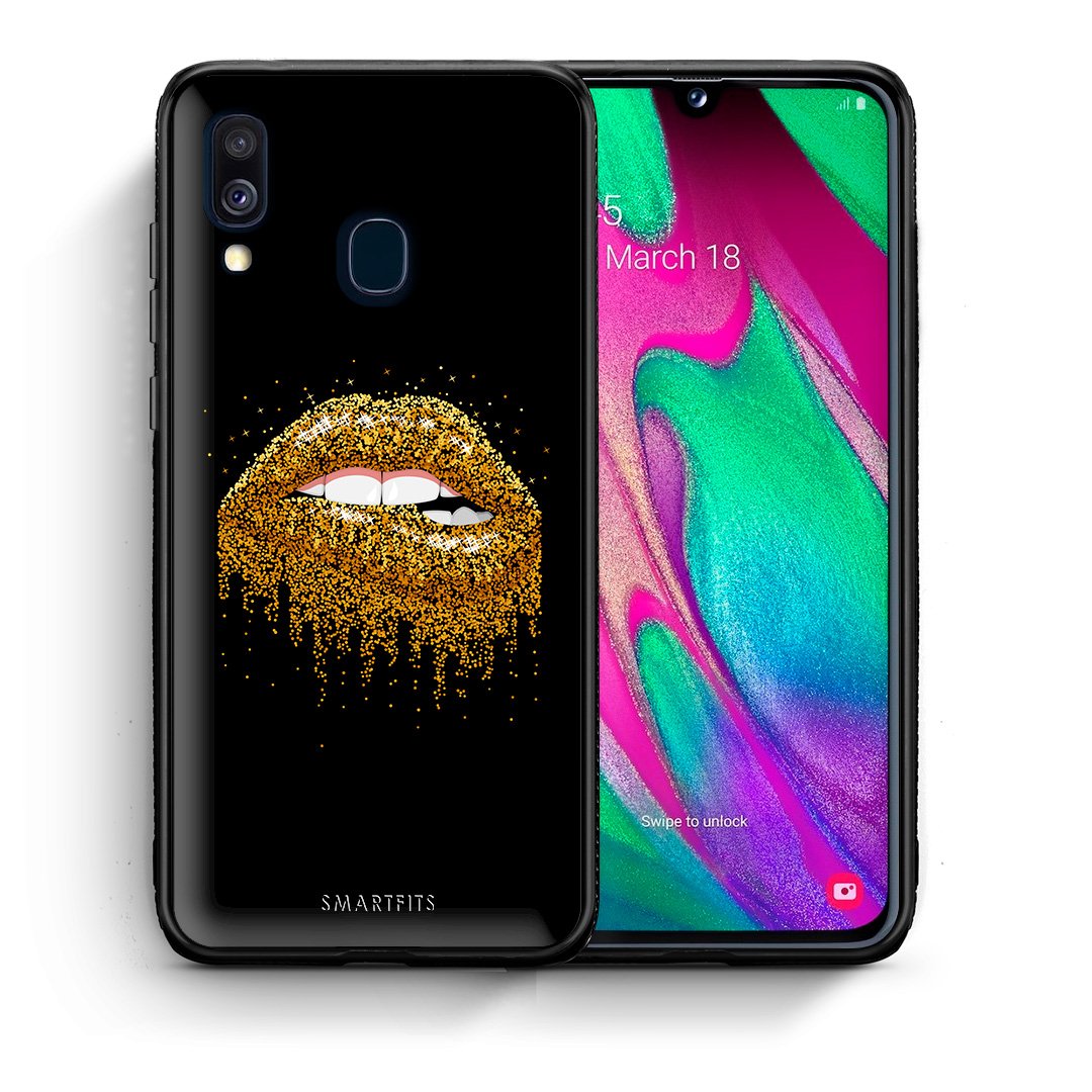 Θήκη Samsung A40 Golden Valentine από τη Smartfits με σχέδιο στο πίσω μέρος και μαύρο περίβλημα | Samsung A40 Golden Valentine case with colorful back and black bezels