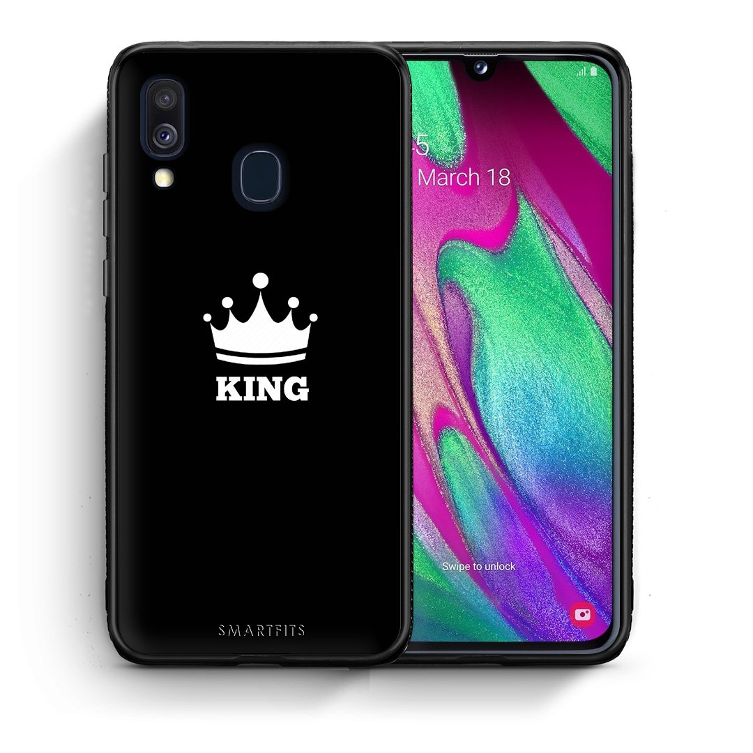 Θήκη Samsung A40 King Valentine από τη Smartfits με σχέδιο στο πίσω μέρος και μαύρο περίβλημα | Samsung A40 King Valentine case with colorful back and black bezels