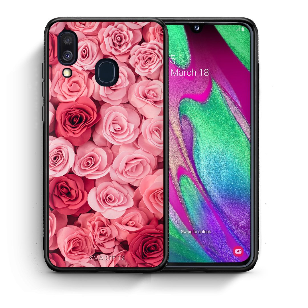 Θήκη Samsung A40 RoseGarden Valentine από τη Smartfits με σχέδιο στο πίσω μέρος και μαύρο περίβλημα | Samsung A40 RoseGarden Valentine case with colorful back and black bezels