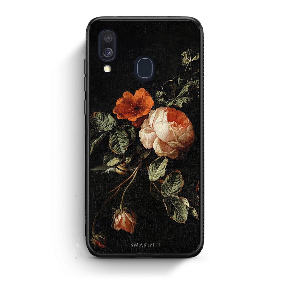 Samsung A40 Vintage Roses θήκη από τη Smartfits με σχέδιο στο πίσω μέρος και μαύρο περίβλημα | Smartphone case with colorful back and black bezels by Smartfits
