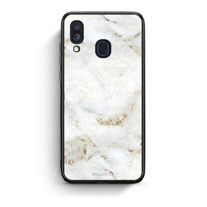 Samsung A40 White Gold Marble θήκη από τη Smartfits με σχέδιο στο πίσω μέρος και μαύρο περίβλημα | Smartphone case with colorful back and black bezels by Smartfits