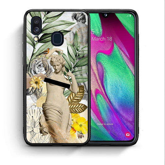 Θήκη Samsung A40 Woman Statue από τη Smartfits με σχέδιο στο πίσω μέρος και μαύρο περίβλημα | Samsung A40 Woman Statue case with colorful back and black bezels