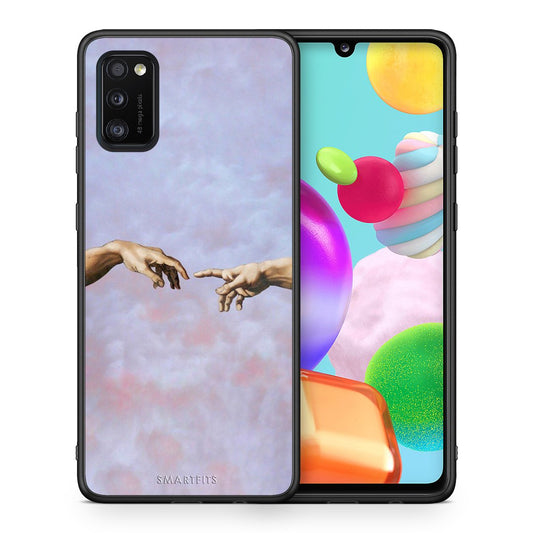 Θήκη Samsung A41 Adam Hand από τη Smartfits με σχέδιο στο πίσω μέρος και μαύρο περίβλημα | Samsung A41 Adam Hand case with colorful back and black bezels