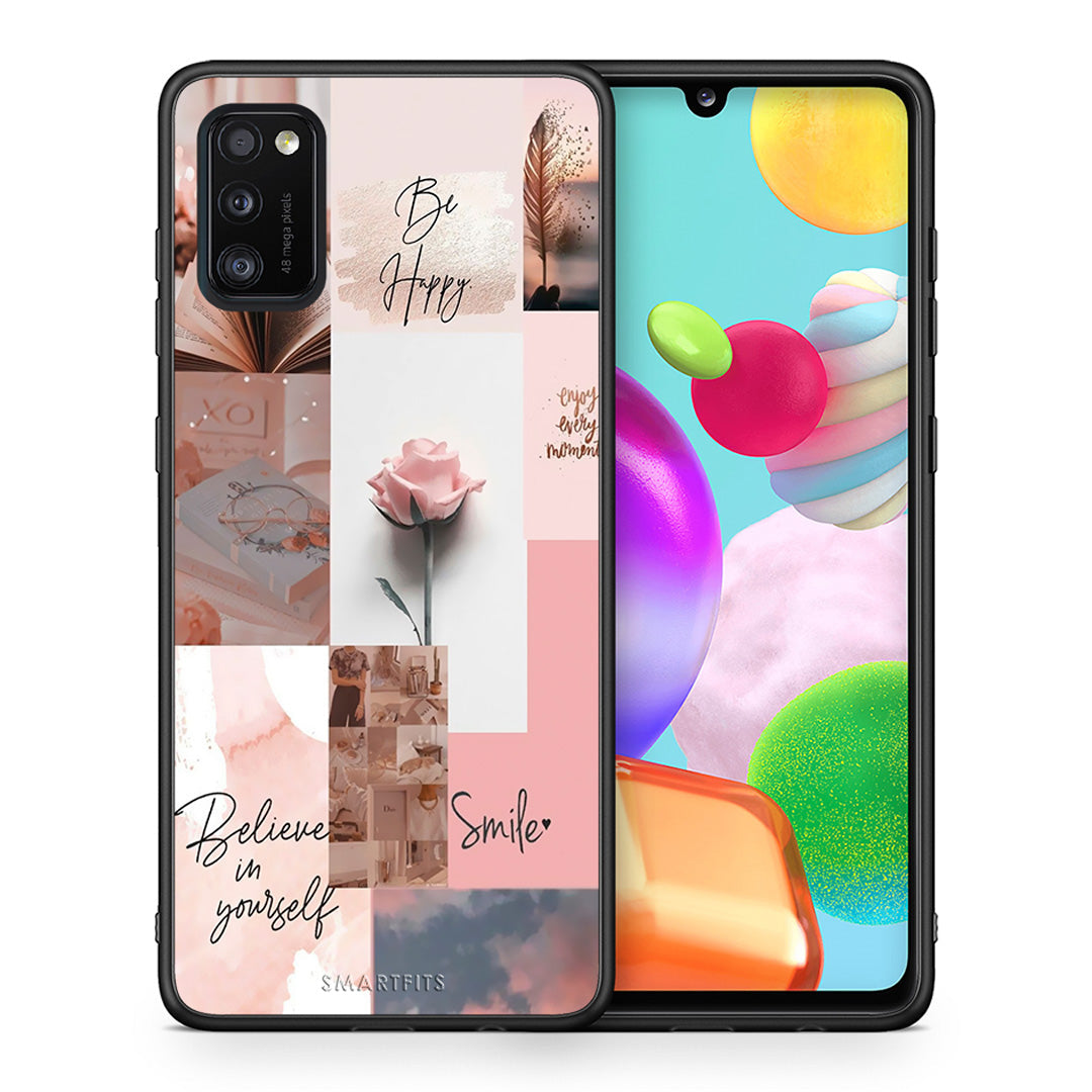 Θήκη Samsung A41 Aesthetic Collage από τη Smartfits με σχέδιο στο πίσω μέρος και μαύρο περίβλημα | Samsung A41 Aesthetic Collage case with colorful back and black bezels