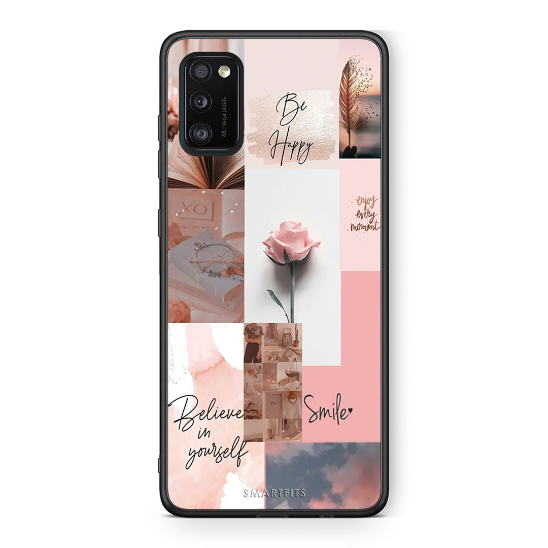 Samsung A41 Aesthetic Collage θήκη από τη Smartfits με σχέδιο στο πίσω μέρος και μαύρο περίβλημα | Smartphone case with colorful back and black bezels by Smartfits