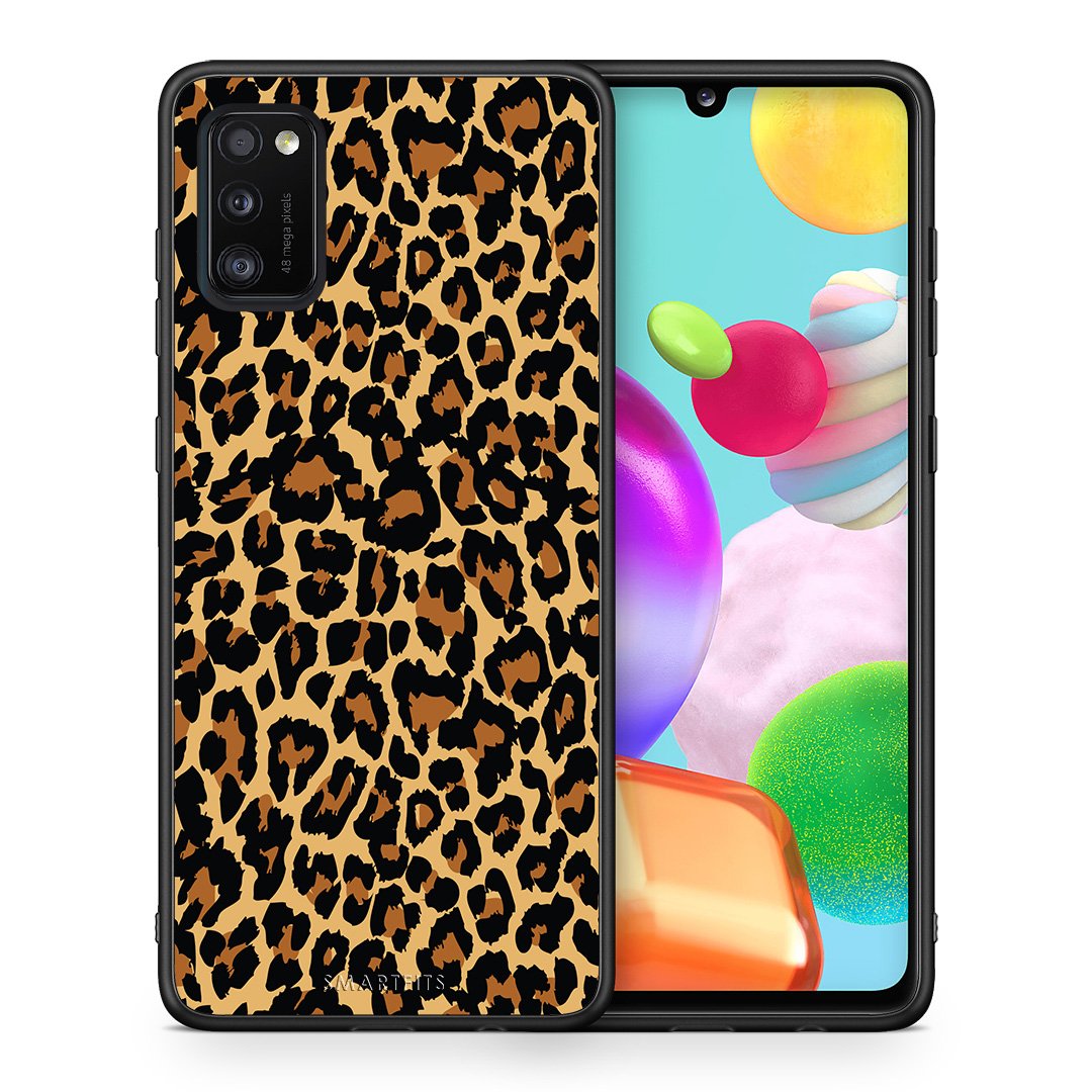 Θήκη Samsung A41 Leopard Animal από τη Smartfits με σχέδιο στο πίσω μέρος και μαύρο περίβλημα | Samsung A41 Leopard Animal case with colorful back and black bezels