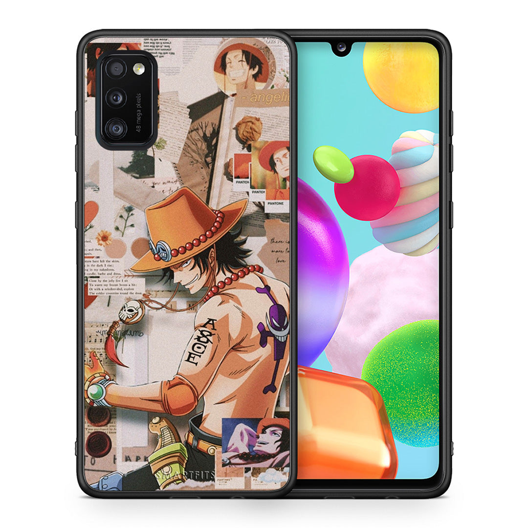 Θήκη Samsung A41 Anime Collage από τη Smartfits με σχέδιο στο πίσω μέρος και μαύρο περίβλημα | Samsung A41 Anime Collage case with colorful back and black bezels