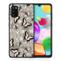 Thumbnail for Θήκη Samsung A41 Butterflies Boho από τη Smartfits με σχέδιο στο πίσω μέρος και μαύρο περίβλημα | Samsung A41 Butterflies Boho case with colorful back and black bezels