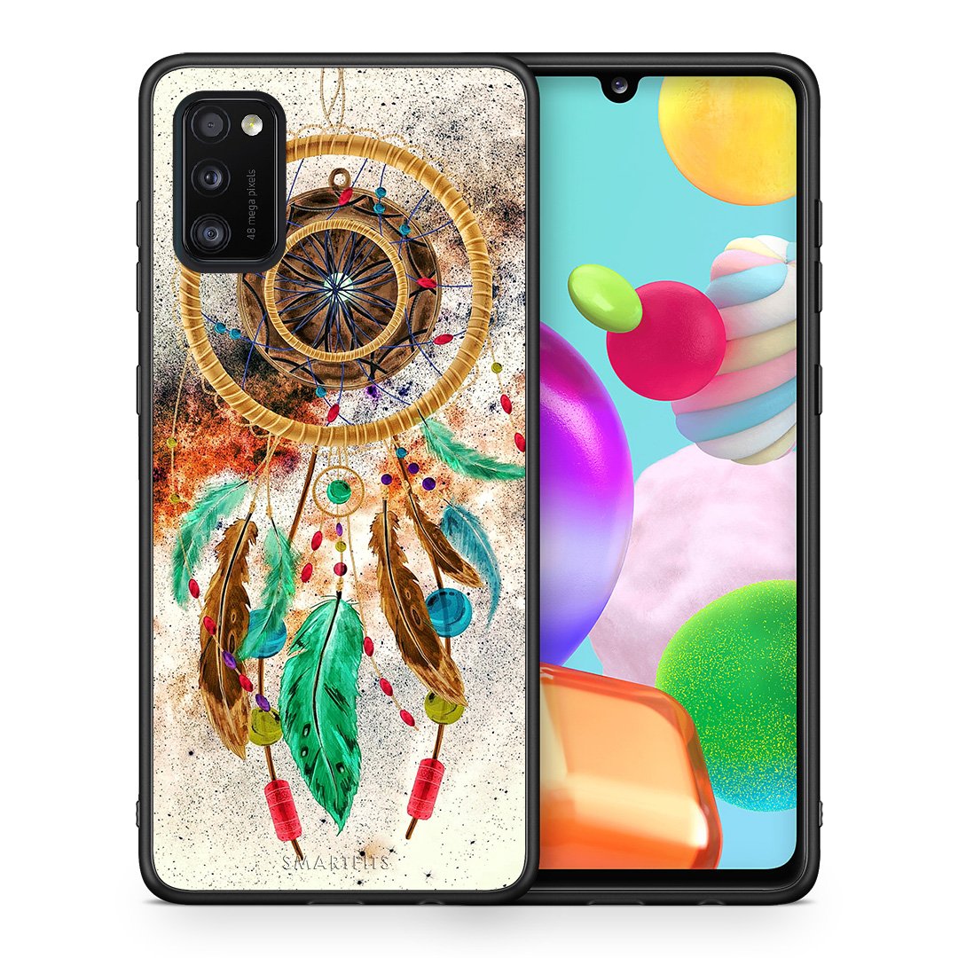 Θήκη Samsung A41 DreamCatcher Boho από τη Smartfits με σχέδιο στο πίσω μέρος και μαύρο περίβλημα | Samsung A41 DreamCatcher Boho case with colorful back and black bezels