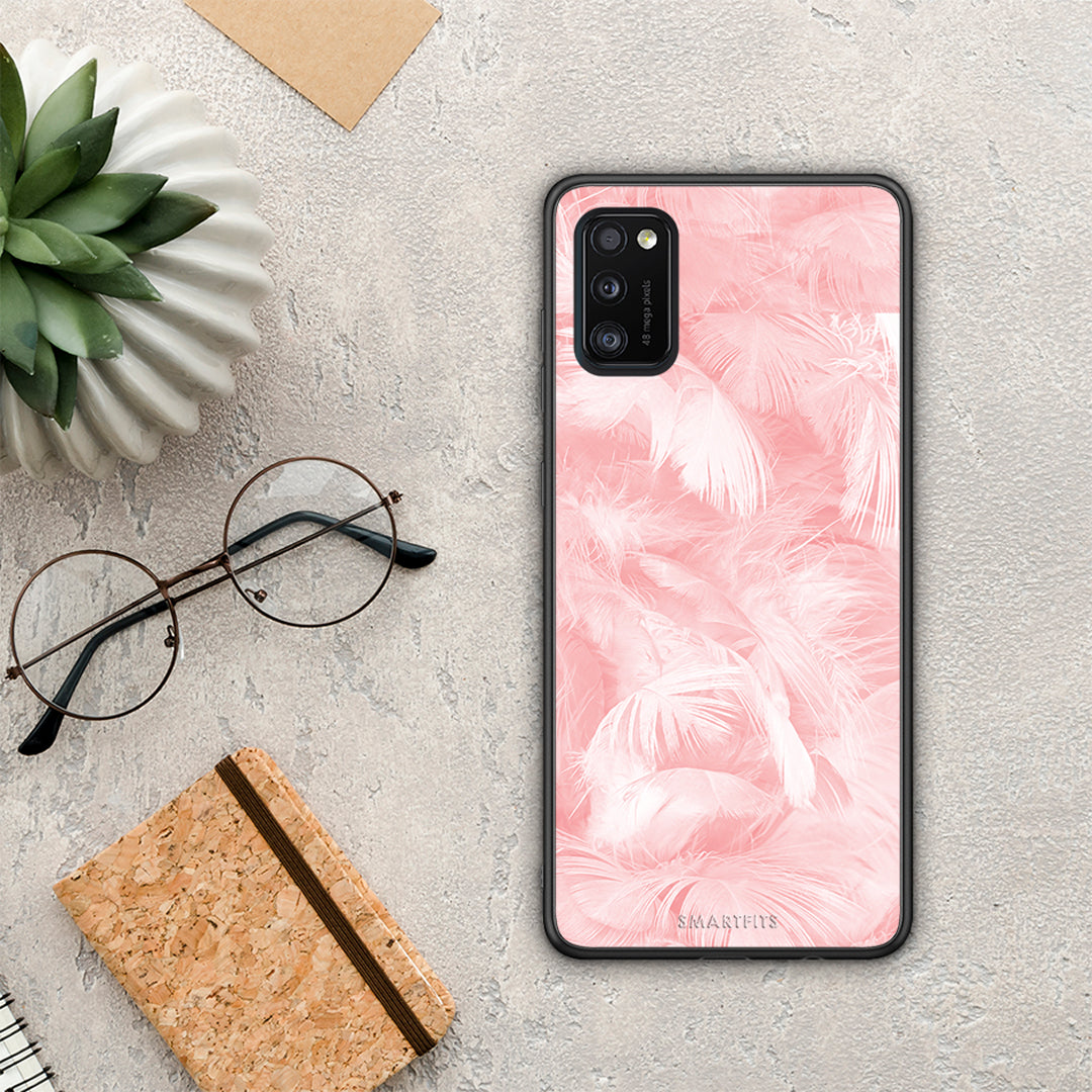 Boho Pink Feather - Samsung Galaxy A41 θήκη