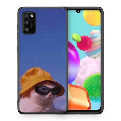 Θήκη Samsung A41 Cat Diva από τη Smartfits με σχέδιο στο πίσω μέρος και μαύρο περίβλημα | Samsung A41 Cat Diva case with colorful back and black bezels