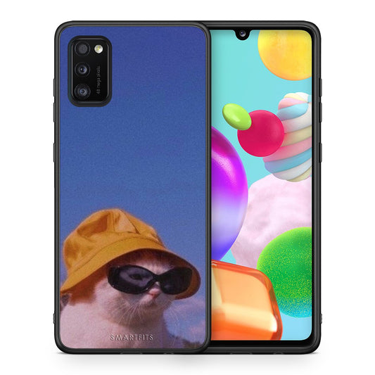 Θήκη Samsung A41 Cat Diva από τη Smartfits με σχέδιο στο πίσω μέρος και μαύρο περίβλημα | Samsung A41 Cat Diva case with colorful back and black bezels