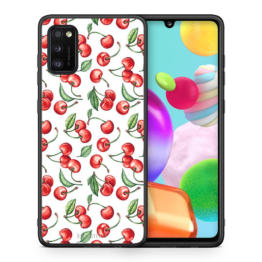 Θήκη Samsung A41 Cherry Summer από τη Smartfits με σχέδιο στο πίσω μέρος και μαύρο περίβλημα | Samsung A41 Cherry Summer case with colorful back and black bezels