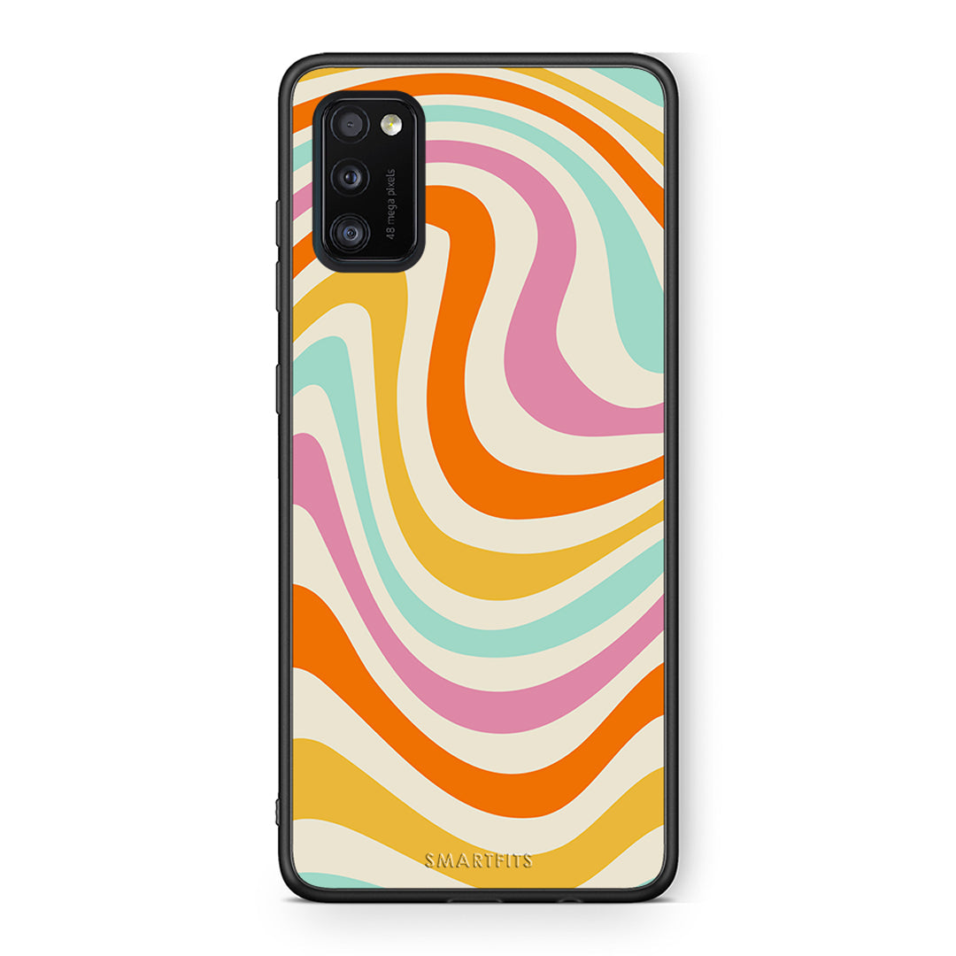 Samsung A41 Colourful Waves θήκη από τη Smartfits με σχέδιο στο πίσω μέρος και μαύρο περίβλημα | Smartphone case with colorful back and black bezels by Smartfits