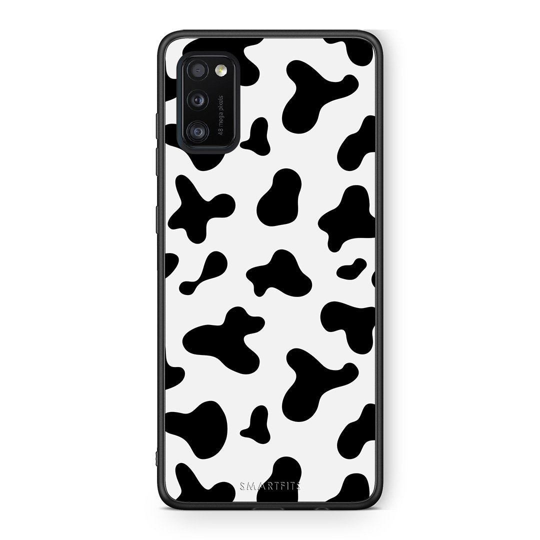 Samsung A41 Cow Print θήκη από τη Smartfits με σχέδιο στο πίσω μέρος και μαύρο περίβλημα | Smartphone case with colorful back and black bezels by Smartfits