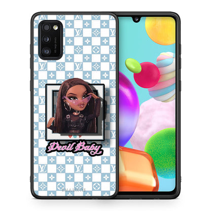 Θήκη Αγίου Βαλεντίνου Samsung A41 Devil Baby από τη Smartfits με σχέδιο στο πίσω μέρος και μαύρο περίβλημα | Samsung A41 Devil Baby case with colorful back and black bezels