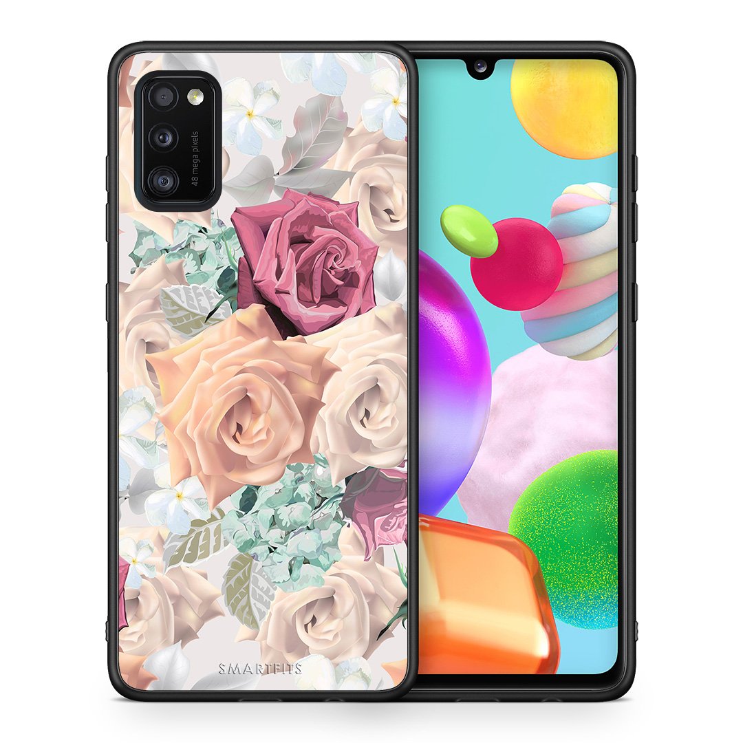 Θήκη Samsung A41 Bouquet Floral από τη Smartfits με σχέδιο στο πίσω μέρος και μαύρο περίβλημα | Samsung A41 Bouquet Floral case with colorful back and black bezels