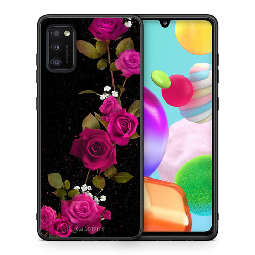 Θήκη Samsung A41 Red Roses Flower από τη Smartfits με σχέδιο στο πίσω μέρος και μαύρο περίβλημα | Samsung A41 Red Roses Flower case with colorful back and black bezels