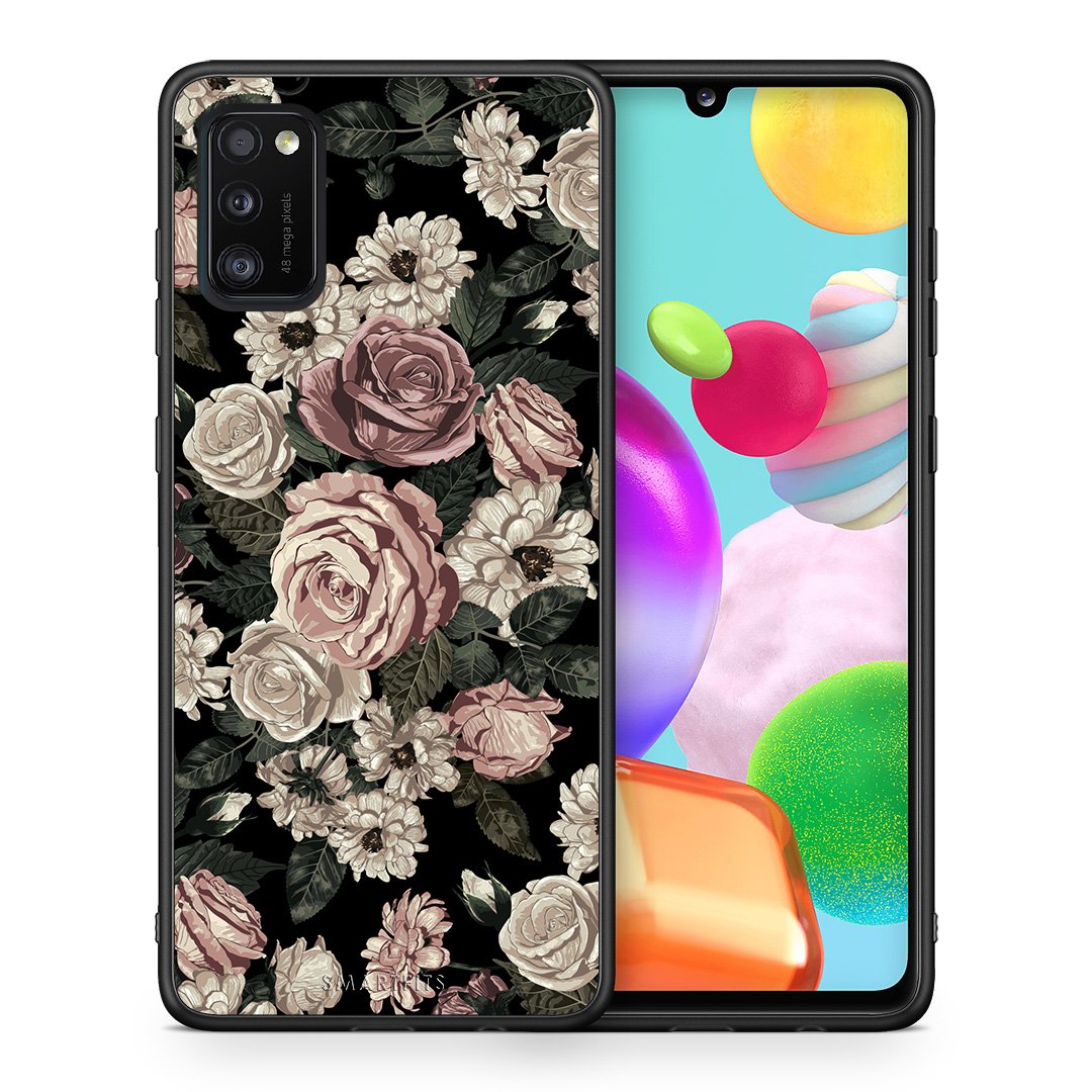 Θήκη Samsung A41 Wild Roses Flower από τη Smartfits με σχέδιο στο πίσω μέρος και μαύρο περίβλημα | Samsung A41 Wild Roses Flower case with colorful back and black bezels