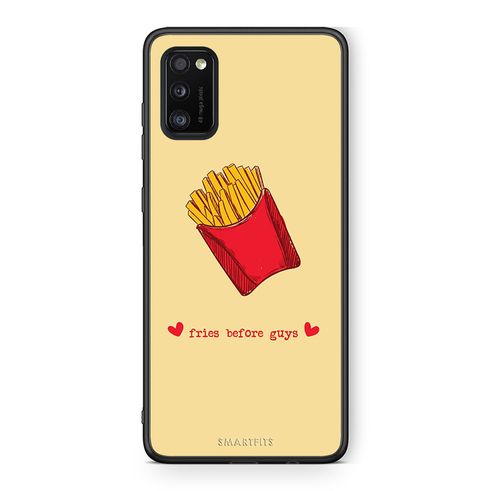 Samsung A41 Fries Before Guys Θήκη Αγίου Βαλεντίνου από τη Smartfits με σχέδιο στο πίσω μέρος και μαύρο περίβλημα | Smartphone case with colorful back and black bezels by Smartfits
