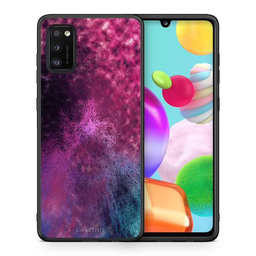 Θήκη Samsung A41 Aurora Galaxy από τη Smartfits με σχέδιο στο πίσω μέρος και μαύρο περίβλημα | Samsung A41 Aurora Galaxy case with colorful back and black bezels