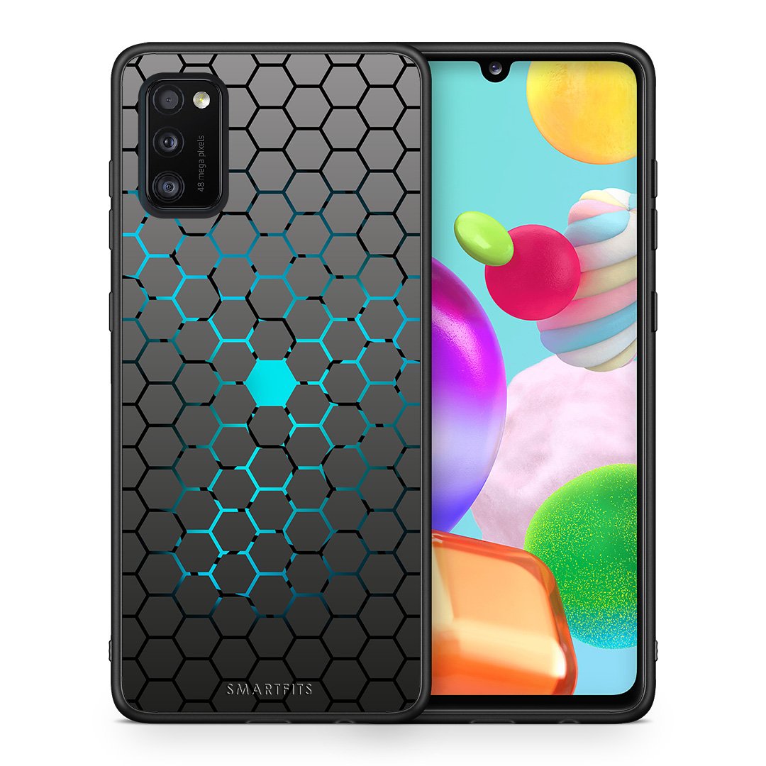 Θήκη Samsung A41 Hexagonal Geometric από τη Smartfits με σχέδιο στο πίσω μέρος και μαύρο περίβλημα | Samsung A41 Hexagonal Geometric case with colorful back and black bezels