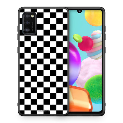 Θήκη Samsung A41 Squares Geometric από τη Smartfits με σχέδιο στο πίσω μέρος και μαύρο περίβλημα | Samsung A41 Squares Geometric case with colorful back and black bezels