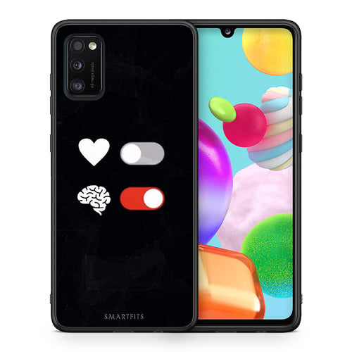 Θήκη Αγίου Βαλεντίνου Samsung A41 Heart Vs Brain από τη Smartfits με σχέδιο στο πίσω μέρος και μαύρο περίβλημα | Samsung A41 Heart Vs Brain case with colorful back and black bezels