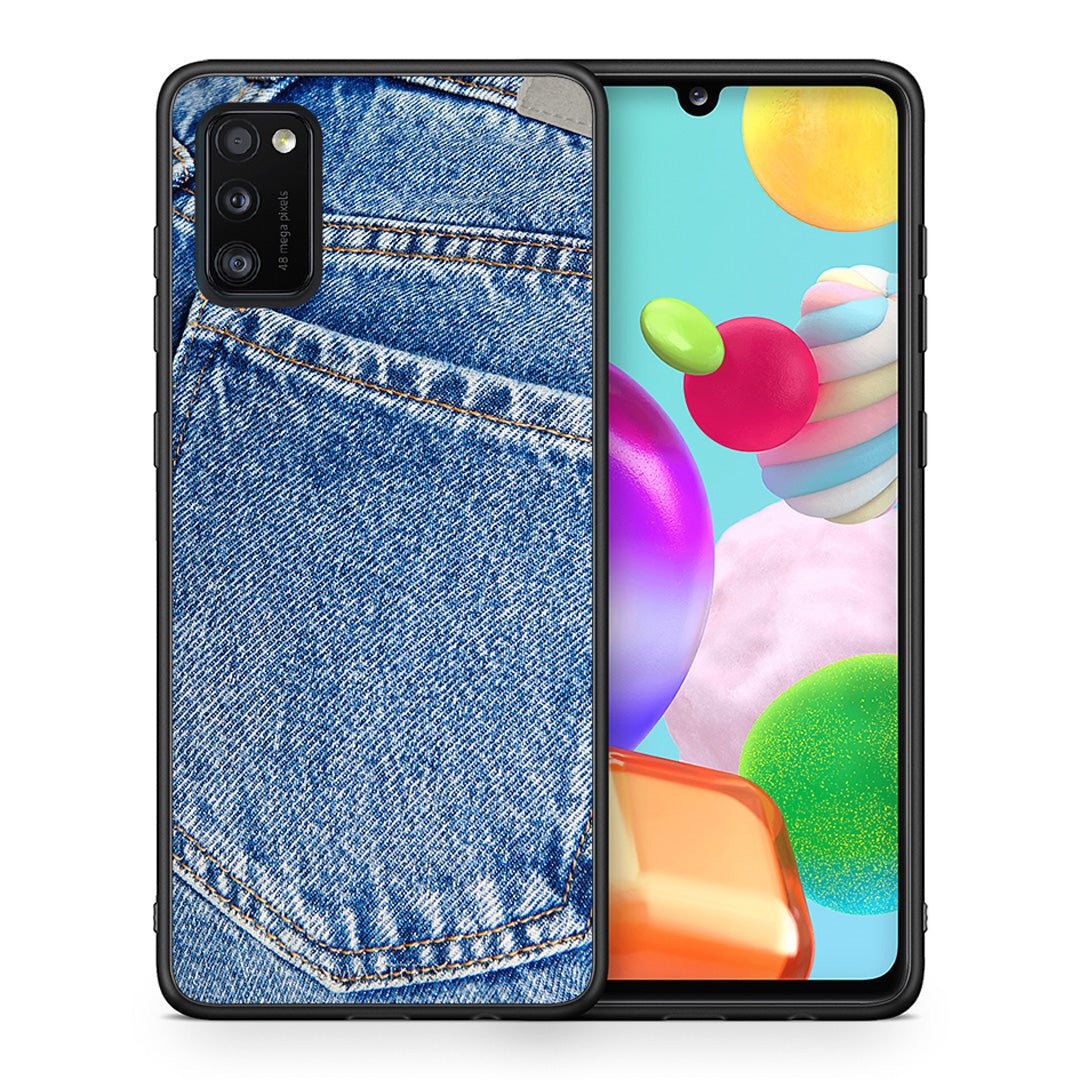 Θήκη Samsung A41 Jeans Pocket από τη Smartfits με σχέδιο στο πίσω μέρος και μαύρο περίβλημα | Samsung A41 Jeans Pocket case with colorful back and black bezels