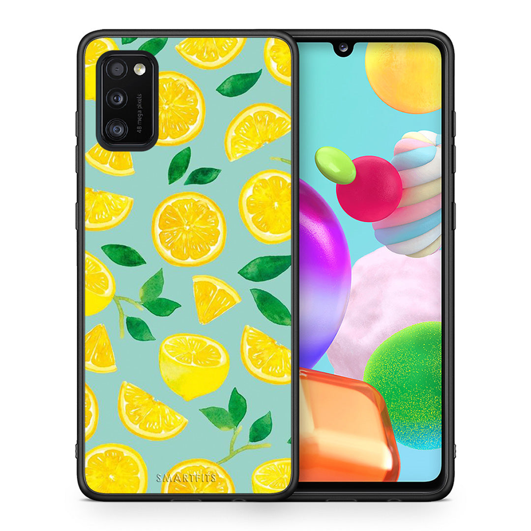 Θήκη Samsung A41 Lemons από τη Smartfits με σχέδιο στο πίσω μέρος και μαύρο περίβλημα | Samsung A41 Lemons case with colorful back and black bezels