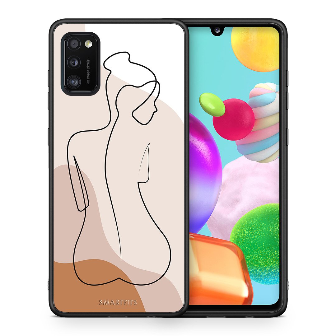 Θήκη Samsung A41 LineArt Woman από τη Smartfits με σχέδιο στο πίσω μέρος και μαύρο περίβλημα | Samsung A41 LineArt Woman case with colorful back and black bezels