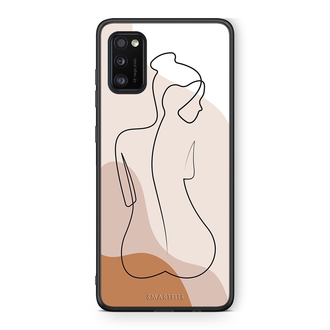 Samsung A41 LineArt Woman θήκη από τη Smartfits με σχέδιο στο πίσω μέρος και μαύρο περίβλημα | Smartphone case with colorful back and black bezels by Smartfits