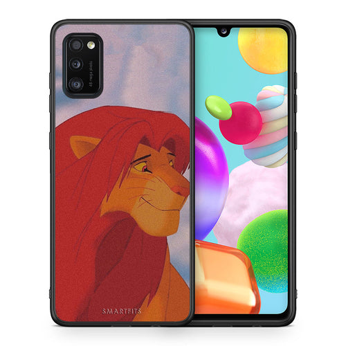Θήκη Αγίου Βαλεντίνου Samsung A41 Lion Love 1 από τη Smartfits με σχέδιο στο πίσω μέρος και μαύρο περίβλημα | Samsung A41 Lion Love 1 case with colorful back and black bezels