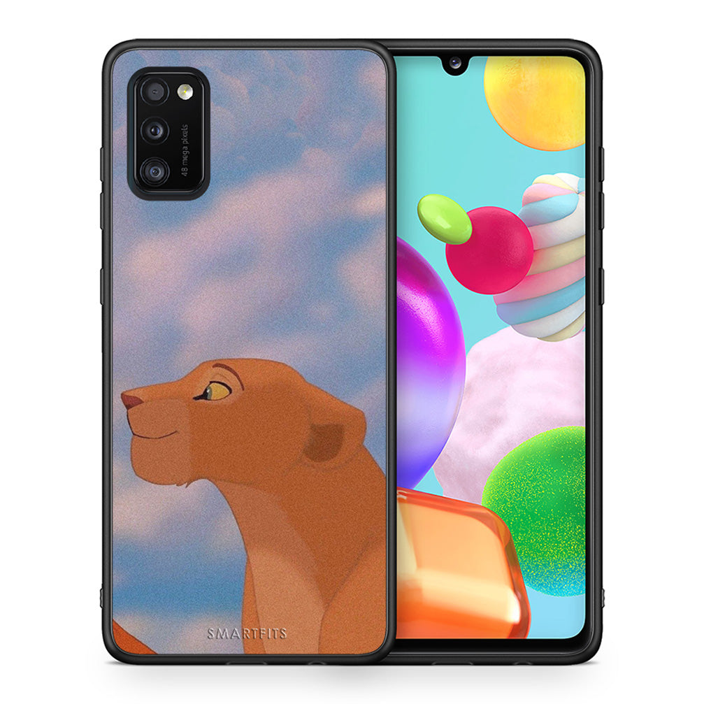 Θήκη Αγίου Βαλεντίνου Samsung A41 Lion Love 2 από τη Smartfits με σχέδιο στο πίσω μέρος και μαύρο περίβλημα | Samsung A41 Lion Love 2 case with colorful back and black bezels