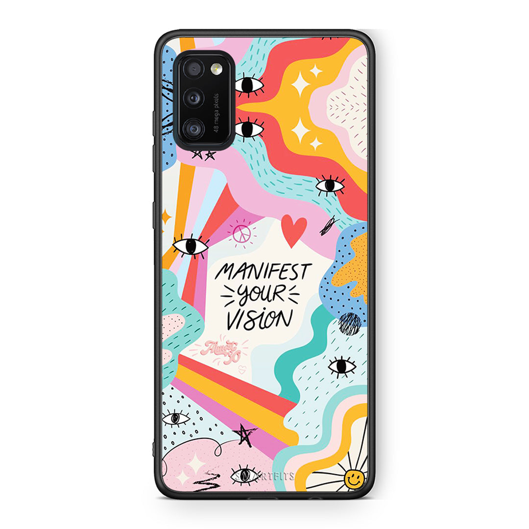 Samsung A41 Manifest Your Vision θήκη από τη Smartfits με σχέδιο στο πίσω μέρος και μαύρο περίβλημα | Smartphone case with colorful back and black bezels by Smartfits
