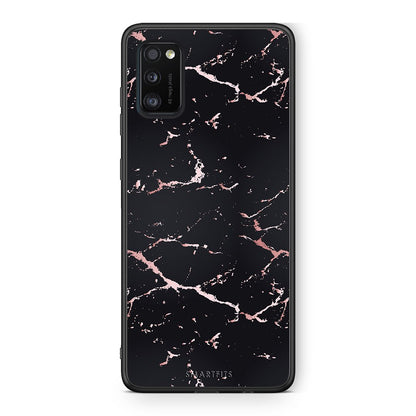 4 - Samsung A41  Black Rosegold Marble case, cover, bumper