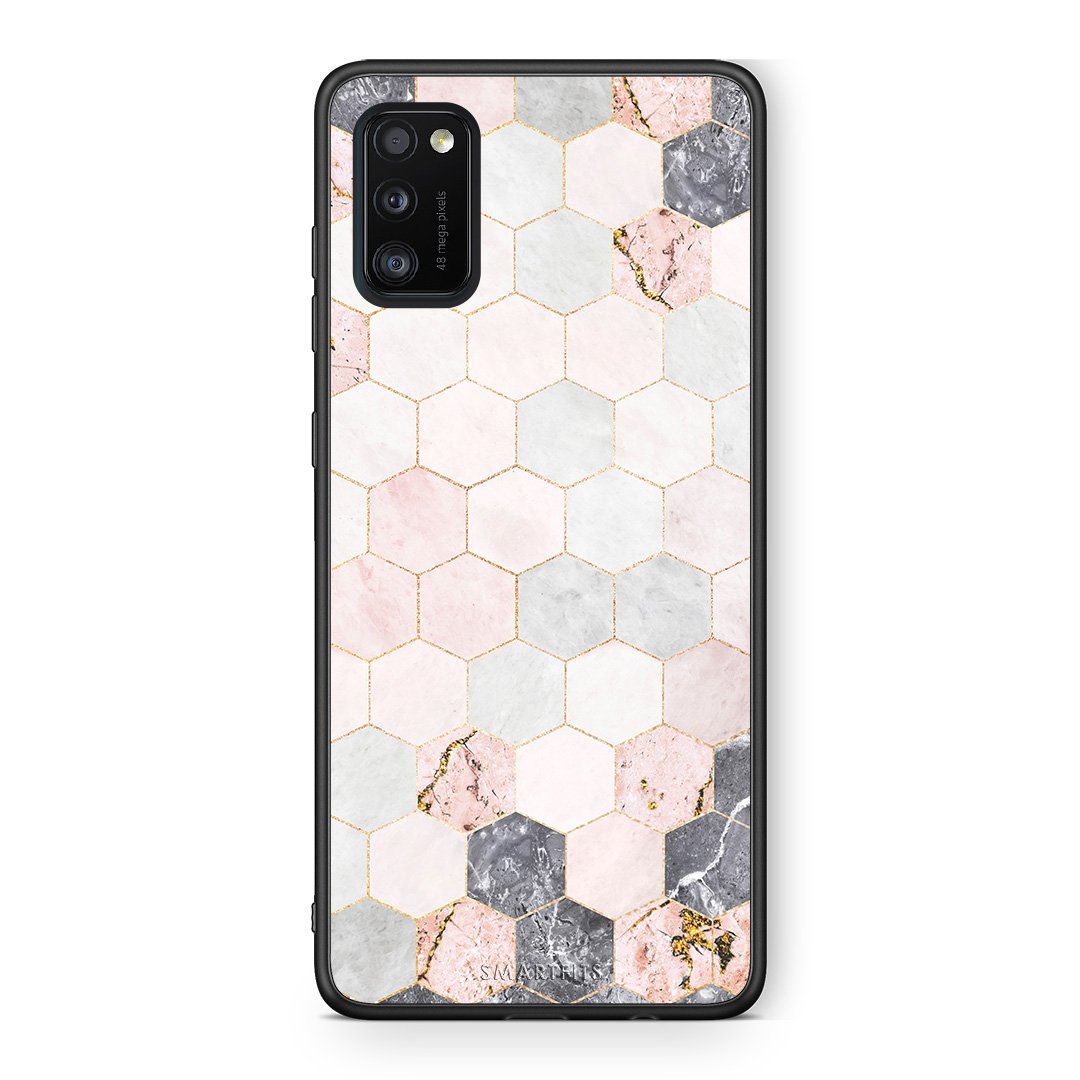4 - Samsung A41 Hexagon Pink Marble case, cover, bumper