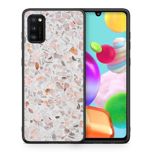 Θήκη Samsung A41 Marble Terrazzo από τη Smartfits με σχέδιο στο πίσω μέρος και μαύρο περίβλημα | Samsung A41 Marble Terrazzo case with colorful back and black bezels