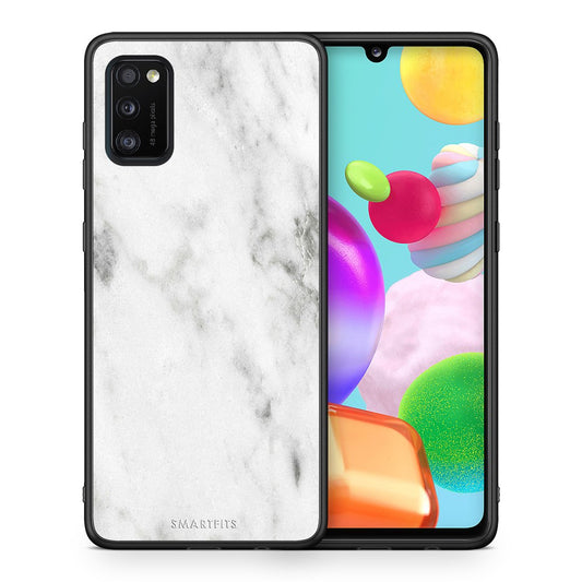 Θήκη Samsung A41 White Marble από τη Smartfits με σχέδιο στο πίσω μέρος και μαύρο περίβλημα | Samsung A41 White Marble case with colorful back and black bezels