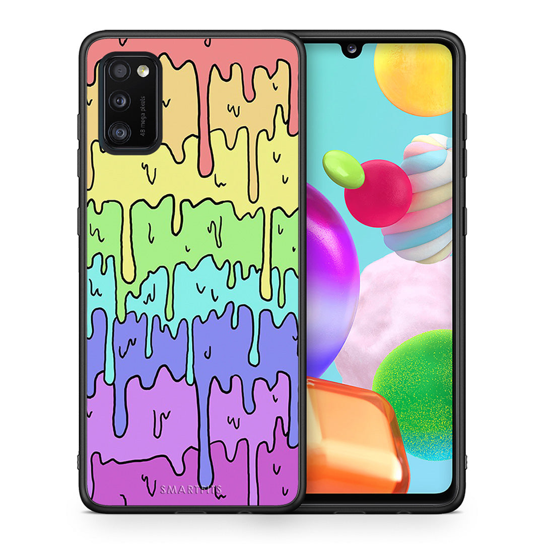 Θήκη Samsung A41 Melting Rainbow από τη Smartfits με σχέδιο στο πίσω μέρος και μαύρο περίβλημα | Samsung A41 Melting Rainbow case with colorful back and black bezels