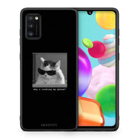 Thumbnail for Θήκη Samsung A41 Meme Cat από τη Smartfits με σχέδιο στο πίσω μέρος και μαύρο περίβλημα | Samsung A41 Meme Cat case with colorful back and black bezels