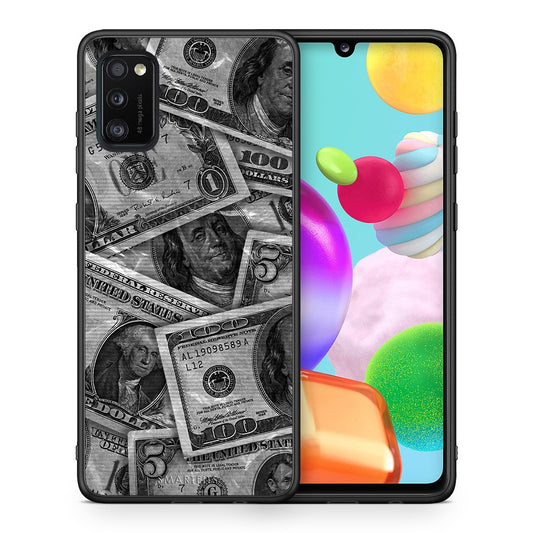 Θήκη Samsung A41 Money Dollars από τη Smartfits με σχέδιο στο πίσω μέρος και μαύρο περίβλημα | Samsung A41 Money Dollars case with colorful back and black bezels