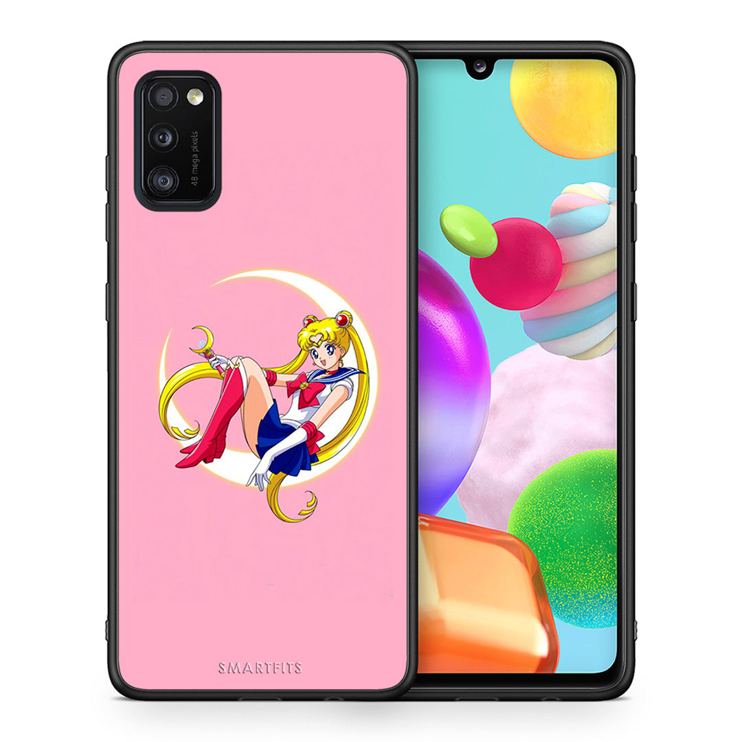 Θήκη Samsung A41 Moon Girl από τη Smartfits με σχέδιο στο πίσω μέρος και μαύρο περίβλημα | Samsung A41 Moon Girl case with colorful back and black bezels