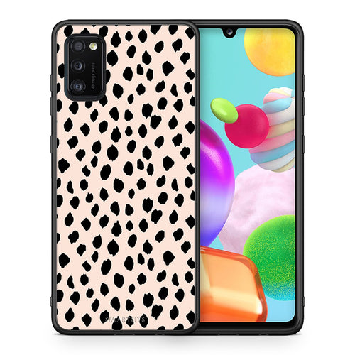 Θήκη Samsung A41 New Polka Dots από τη Smartfits με σχέδιο στο πίσω μέρος και μαύρο περίβλημα | Samsung A41 New Polka Dots case with colorful back and black bezels