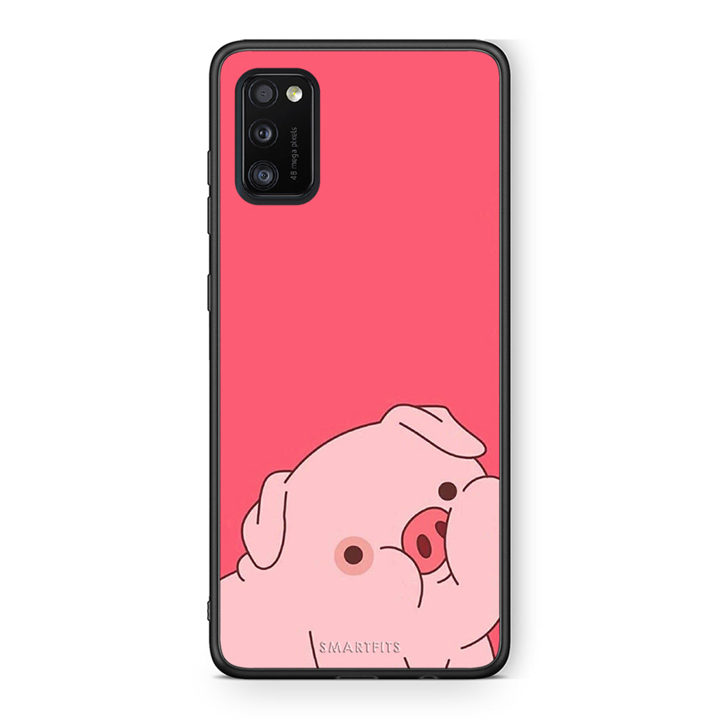 Samsung A41 Pig Love 1 Θήκη Αγίου Βαλεντίνου από τη Smartfits με σχέδιο στο πίσω μέρος και μαύρο περίβλημα | Smartphone case with colorful back and black bezels by Smartfits