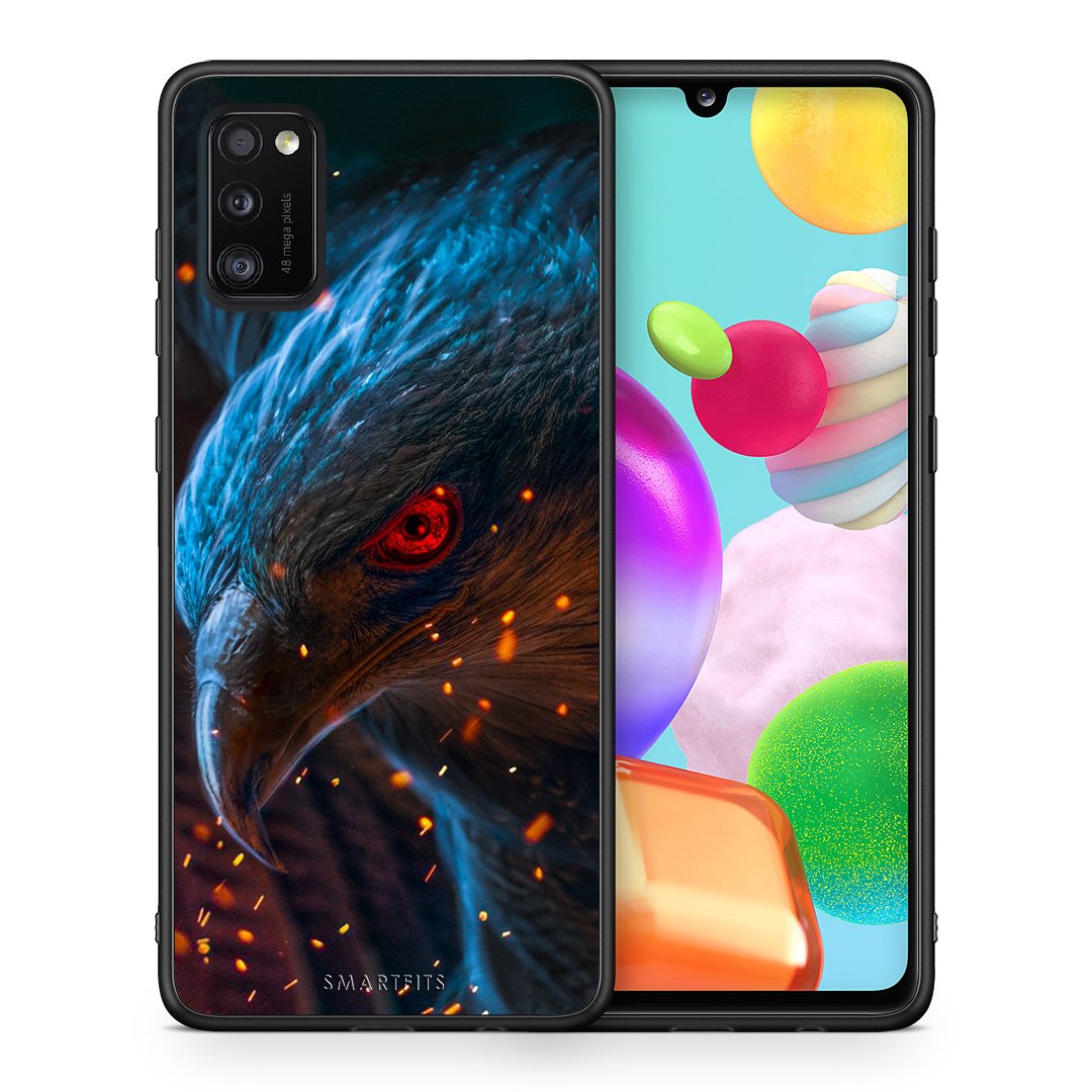 Θήκη Samsung A41 Eagle PopArt από τη Smartfits με σχέδιο στο πίσω μέρος και μαύρο περίβλημα | Samsung A41 Eagle PopArt case with colorful back and black bezels